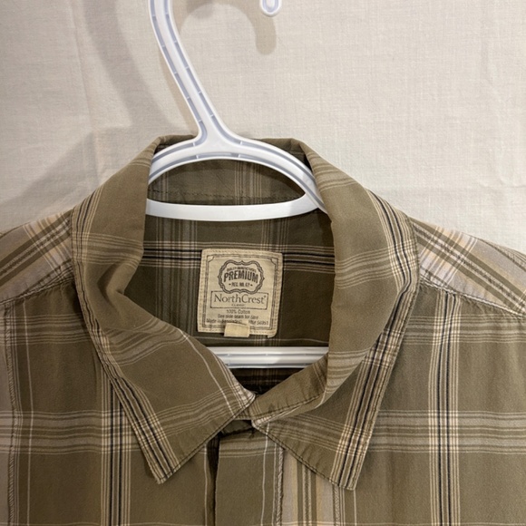 Men's Short Sleeve Green Plaid Button Down Shirt from Northcrest Size XL - Picture 6 of 7